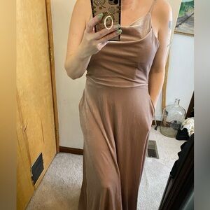 Moirilee Madeline Gardner Blush Velvet Cowl Maxi Formal